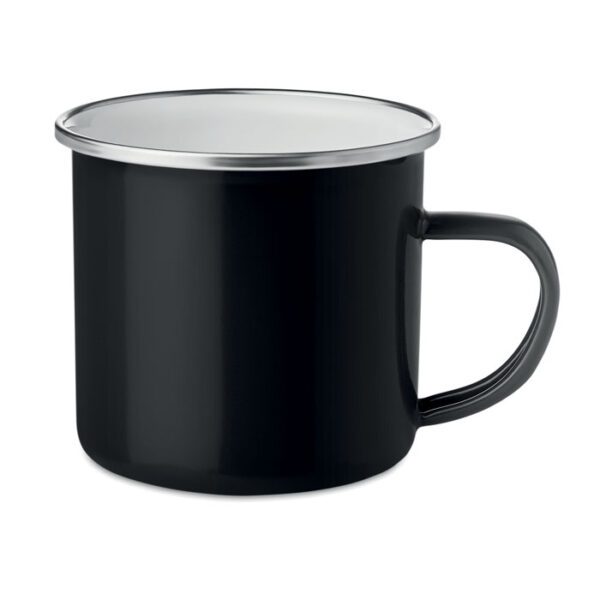 Caneca Vintage de Metal com Capa em Esmalte - Preto